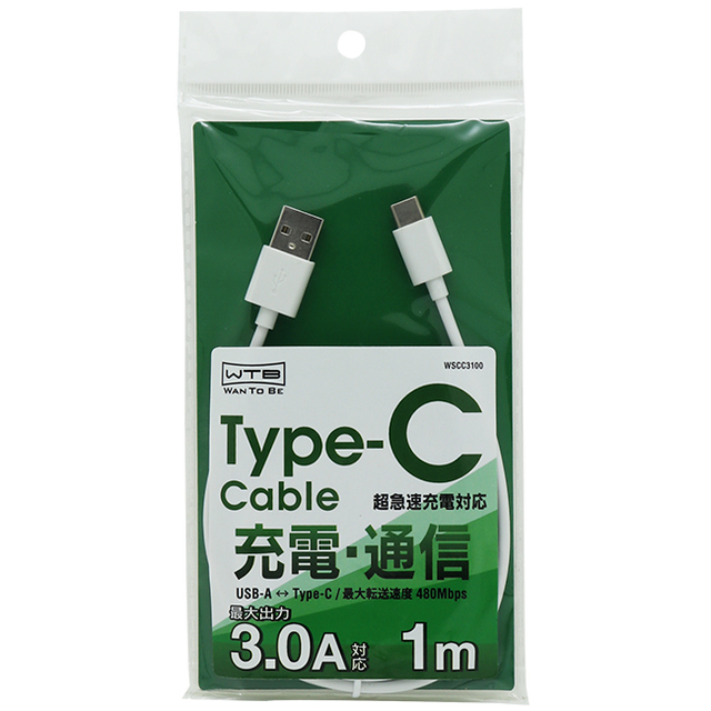 Type-C  to Aケーブル 3A 1m-1